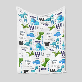 Personalized Dinosaur Blanket, Custom Baby Blanket, Custom Name Blanket, Baby Blanket With Name, Family Blanket, Blanket For Baby - Thegiftio UK