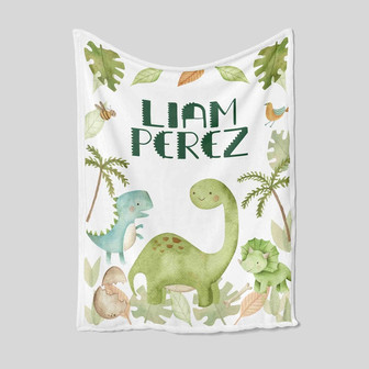 Personalized Dinosaur Blanket, Custom Baby Blanket, Personalized Name Blanket, Custom Kid Blankets With Name, Family Blanket, Gift Blanket - Thegiftio UK