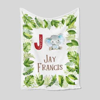 Personalized Elephant Blanket, Custom Baby Blanket, Baby Blanket With Name, Family Blanket, Blanket For Baby, Gift Blanket For Christmas - Thegiftio UK