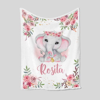 Personalized Elephant Blanket, Personalized Name Blanket, Custom Baby Blanket, Baby Blanket, Family Blanket, Gift Blanket For Baby - Thegiftio UK