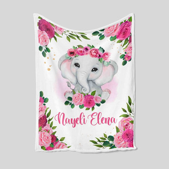 Personalized Elephant Blanket, Personalized Name Blanket, Custom Kid Blanket, Baby Blanket, Family Blanket, Gift Blanket For Baby - Thegiftio UK