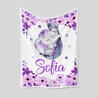 Personalized Elephant Blanket, Personalized Name Blanket, Custom Kid Blanket, Baby Blanket, Family Blanket, Gift Blanket For Baby - Thegiftio UK