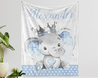 Personalized Elephant Blanket, Custom Floral Blanket, Blanket for New Baby, Blanket for Children, Blanket for Baby born, Gift Idea For Baby. - Thegiftio UK