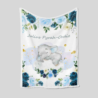Personalized Elephant Blanket, Custom Baby Blanket, Custom Name Blanket, Blanket For Baby, Family Blanket, Gift Blanket For Kid - Thegiftio UK