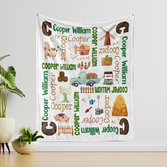 Personalized Farm Baby Blanket, Custom Name Baby Blanket, Farm Animals Baby Blankets, Farmhouse Baby Blanket, Gift For Baby. - Thegiftio UK