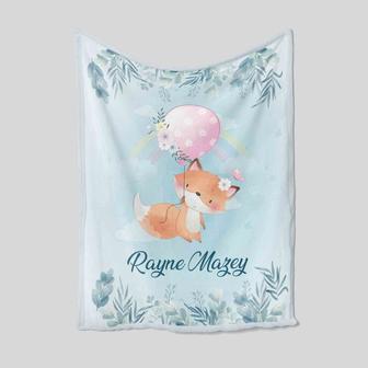 Personalized Fox Blanket, Personalized Name Blanket, Custom Baby Blanket, Baby Blanket, Custom Kid Blanket, Name Blanket For Kid - Thegiftio UK
