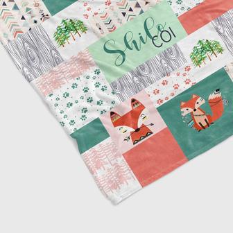 Personalized Fox Blanket, Custom Baby Blanket, Baby Blanket With Name, Custom Nursery Blanket, Blanket For Baby, Gift Christmas Blanket - Thegiftio UK
