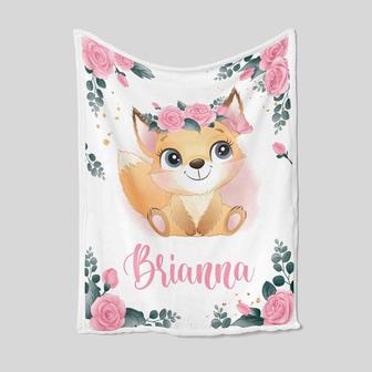 Personalized Fox Blanket, Custom Baby Blanket Personalized Name Blanket, Custom Name Blanket, Family Blanket, Gift Blanket For Baby - Thegiftio UK