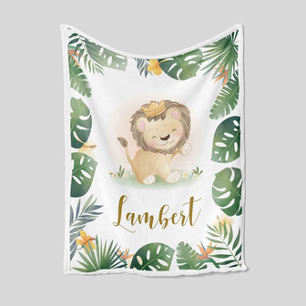 Personalized Lion Blanket, Personalized Name Blanket, Custom Baby Blanket, Baby Blanket, Custom Kid Blanket, Gift Blanket For Kid - Thegiftio UK