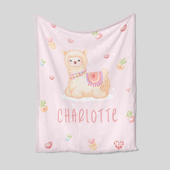 Personalized Llama Blanket, Custom Baby Blanket, Custom Name Blanket, Kid Name Blanket, Blanket For Baby Girl, Gift Blanket For Christmas - Thegiftio