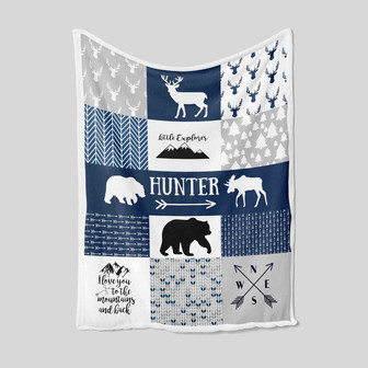 Personalized Name Blanket, Baby Blanket, Bear Blanket, Deer Blanket, Arrow Blanket, Winter Blanket, Gift Blanket - Thegiftio