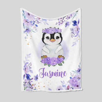 Personalized Name Blanket, Penguin Blanket, Flower Blanket, Family Blanket, Gift Blanket - Thegiftio UK