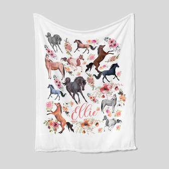 Personalized Name Blanket, Horse Blankets, Horse Baby Blankets, Birthday Gifts Blanket, Custom Kids Blankets - Thegiftio UK