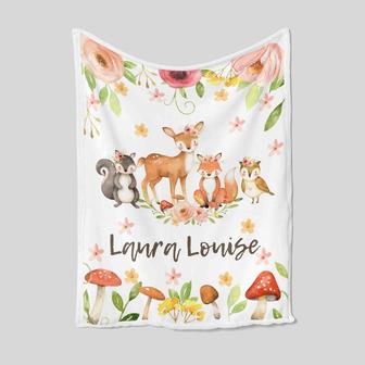 Personalized Name Blanket, Lanra Lonise Blanket, Fox Blanket, Deer Blanket, Animal Blanket, Flower Blanket - Thegiftio UK