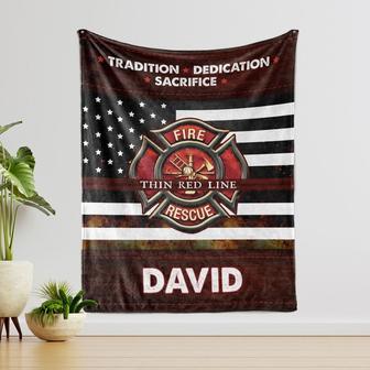 Personalized Name Blanket, Fire Fighter Custom Blanket , Family Blanket, Blanket For Firefighter, Gift For Father, Back The Red Blanket. - Thegiftio UK