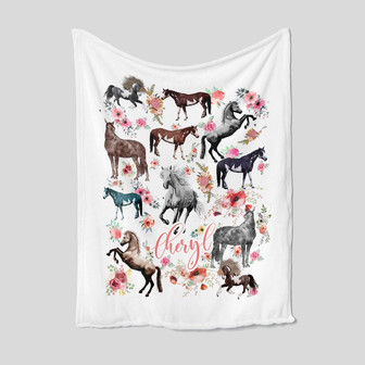 Personalized Name Blanket, Horse Blankets, Horse Baby Blankets, Birthday Gifts Blanket, Custom Kids Blankets - Thegiftio UK
