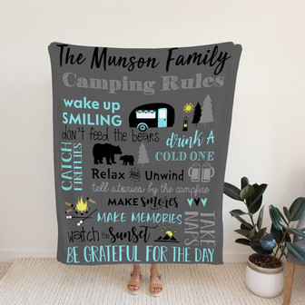 Personalized Name Blanket, Camping Blanket, Family Blanket, Blanket For Gift - Thegiftio