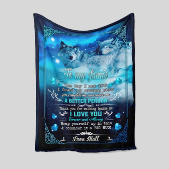 Personalized Name Blanket, Wolf Blanket, Winter Blanket, Heart Blanket, Family Blanket, Gift Blanket - Thegiftio