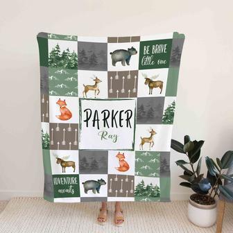 Personalized Name Blanket, Fox Blanket, Deer Blanket, Bear Blanket, Forest Blanket, Baby Blanket, Gift Blanket - Thegiftio UK