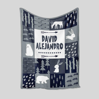 Personalized Name Blanket, Custom Name Blanket, Baby Blanket, Blanket For Baby Boy, Gift Blanket For Christmas,Family Blanket, Bear, Rabbit - Thegiftio