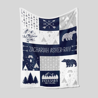 Personalized Name Blanket, Custom Baby Blanket, The Adventure Being Blanket, Bear Blanket, Arrow Blanket, Gift Blanket For Baby - Thegiftio
