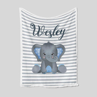 Personalized Name Blanket, Baby Blanket, Elephant Blanket, Family Blanket, Blanket For Baby - Thegiftio UK