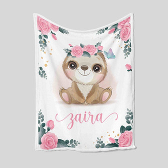 Personalized Sloth Blanket, Custom Baby Blanket, Custom Nursery Blanket, Custom Name Blanket, Blanket For Baby Boys And Girls, Gift Blanket - Thegiftio UK