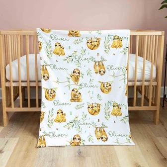 Personalized Sloth Blankets, Animal Blankets, Personalized Baby Blankets, Baby Blanket With Name, Baby Boy Blankets - Thegiftio UK