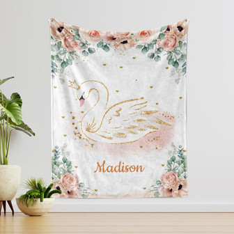 Personalized Swan Blanket, Custom Baby Blanket, Blanket for Children, Blanket for Baby born, Blanket for New Baby, Gift Idea For Baby. - Thegiftio UK