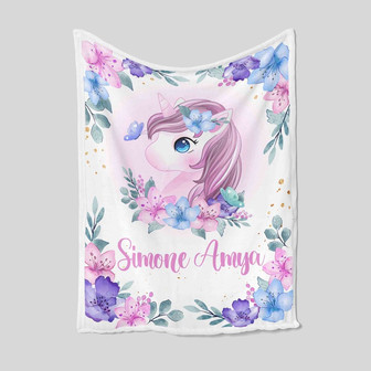 Personalized Unicorn Blanket, Personalized Name Blanket, Custom Baby Blanket, Baby Blanket For Baby Girl, Family Blanket, Gift Blanket - Thegiftio UK