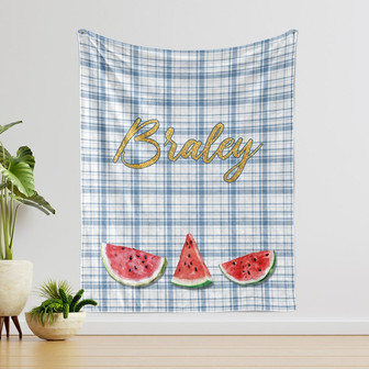 Personalized Watermelon Baby Blanket, Custom Baby Name Blanket, Fruit Baby Gift, Baby Gift, Watermelon Baby Blanket, Newborn Gift. - Thegiftio UK