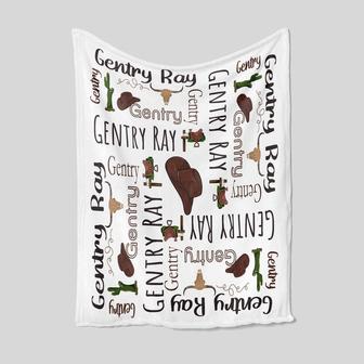 Personalized Western Baby Blankets with Name for Boys, Custom Baby Blanket, Personalized Name Blanket, Cowboy Print Blanket, Gift Baby - Thegiftio UK