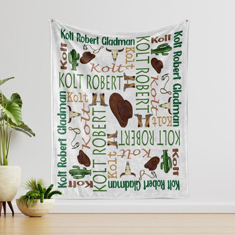 Personalized Western Cowboy Baby Blanket, Custom Baby Blanket, Western Cowboy Baby Blanket, Cowboy Print Blanket, Blanket For Boy. - Thegiftio