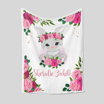 Rabbit Blanket, Personalized Name Blanket, Custom Name Blanket, Custom Baby Blanket, Family Blanket, Gift Blanket For Kid, Christmas Blanket - Thegiftio UK
