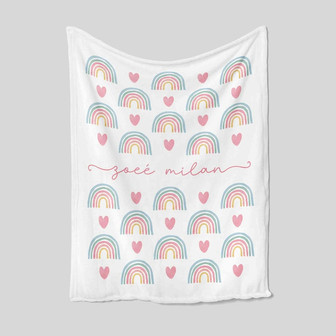 Rainbow Blanket, Personalized Name Blanket, Custom Name Blanket, Kid Name Blanket, Family Blanket, Gift Blanket For Baby, Christmas Blanket - Thegiftio