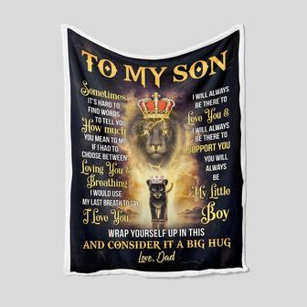 To My Son Blanket, Personalized Name Blanket, Lion Blanket, Family Throw Blanket - Blankets for boys, Gift Blanket - Thegiftio UK