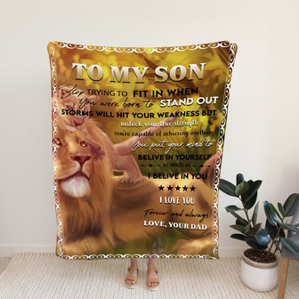 To My Son Blanket, Custom Name Blanket, Family Blanket, Son Blanket, Lion Blanket, Blanket for Son from Dad - Thegiftio UK
