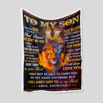 To My Son Blanket, Blanket For Son, Lion Blanket, Blanket For Boy, Family Throw Blanket, Christmas Blanket, Blanket For Gift - Thegiftio UK