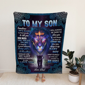 To My Son Blanket, Custom Name Blanket, Family Blanket, Son Blanket, Lion Blanket, Blanket for Son from Dad - Thegiftio UK