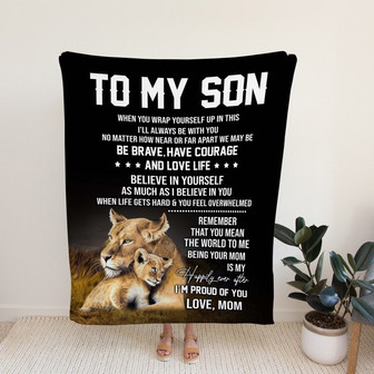To My Son Blanket, Custom Name Blanket, Family Blanket, Son Blanket, Lions Blanket, Blankets for Son and Daughter - Thegiftio UK