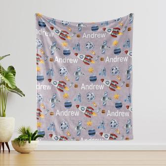Space Blanket, Custom Name Blanket, Personalized Blanket, Gift for Birthday, Blanket for New Baby, Family, Home Lover, Space man Lover - Thegiftio UK