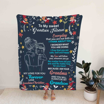 My Sweet Grandson Blanket, Family Blanket, Personalized Name Blanket, Blanket For Grandson - Thegiftio UK