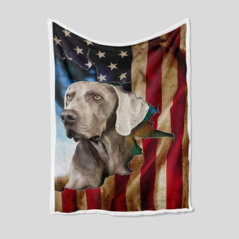 Weimaraner Blanket, American Flag Blanket, Custom Dog Blanket, Blanket For Gifts - Pet Blanket - Thegiftio UK