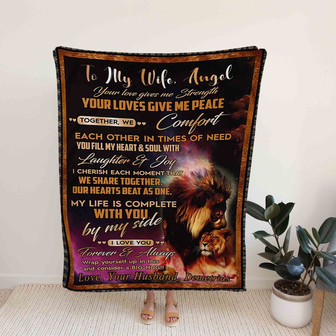 To My Wife Angel Blanket, Lion Blanket, Custom Name Blanket, Family Blanket, Gift Blanket - Thegiftio UK