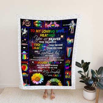 To My Wife Blanket, Custom Name Blanket, Personalized Blanket, LGBT Blanket, Rainbow Pride Blanket, Family Blanket, Christmas Blanket - Thegiftio UK