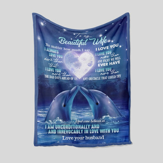 To My Wife Blanket, Personalized Name Blanket, Dolphin Blanket, Family Throw Blanket, Gift For Wife, Couple Blankets, Christmas Gift - Thegiftio UK