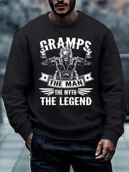 Men Gramps The Man The Legend Text Letters Crew Neck Casual Sweatshirt - Seseable
