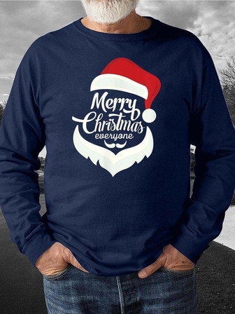 Men Merry Christmas Everyone Santa Claus Casual Crew Neck Sweatshirt - Thegiftio UK