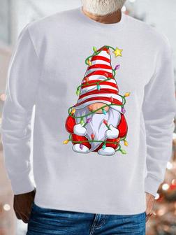 Mens Christmas Gnome Graphics Printed Crew Neck Loose Sweatshirt - Seseable