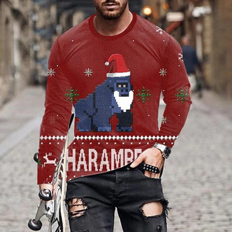 Men's T Shirt Tee Graphic Prints Crew Neck Red 3d Print World Cup Outdoor Christmas Long Sleeve Print Clothing Apparel Basic Sports Designer Casual - Thegiftio UK